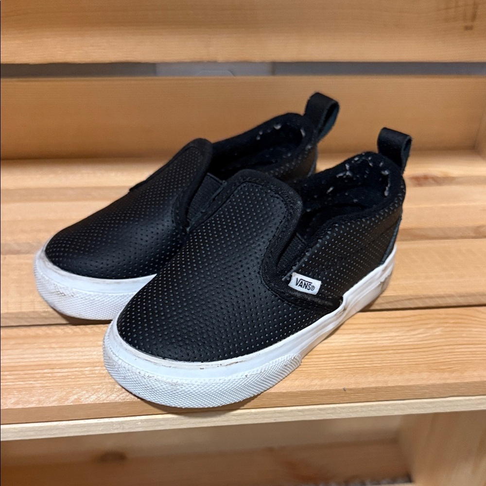Vans Kids Black Slip-On Sneakers with White Sole